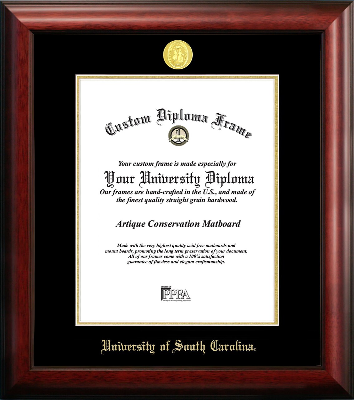 University of South Carolina 11w x 14h Gold Embossed Diploma Frame